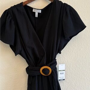 Sofia Vergara Black Wrap Dress with Belt
